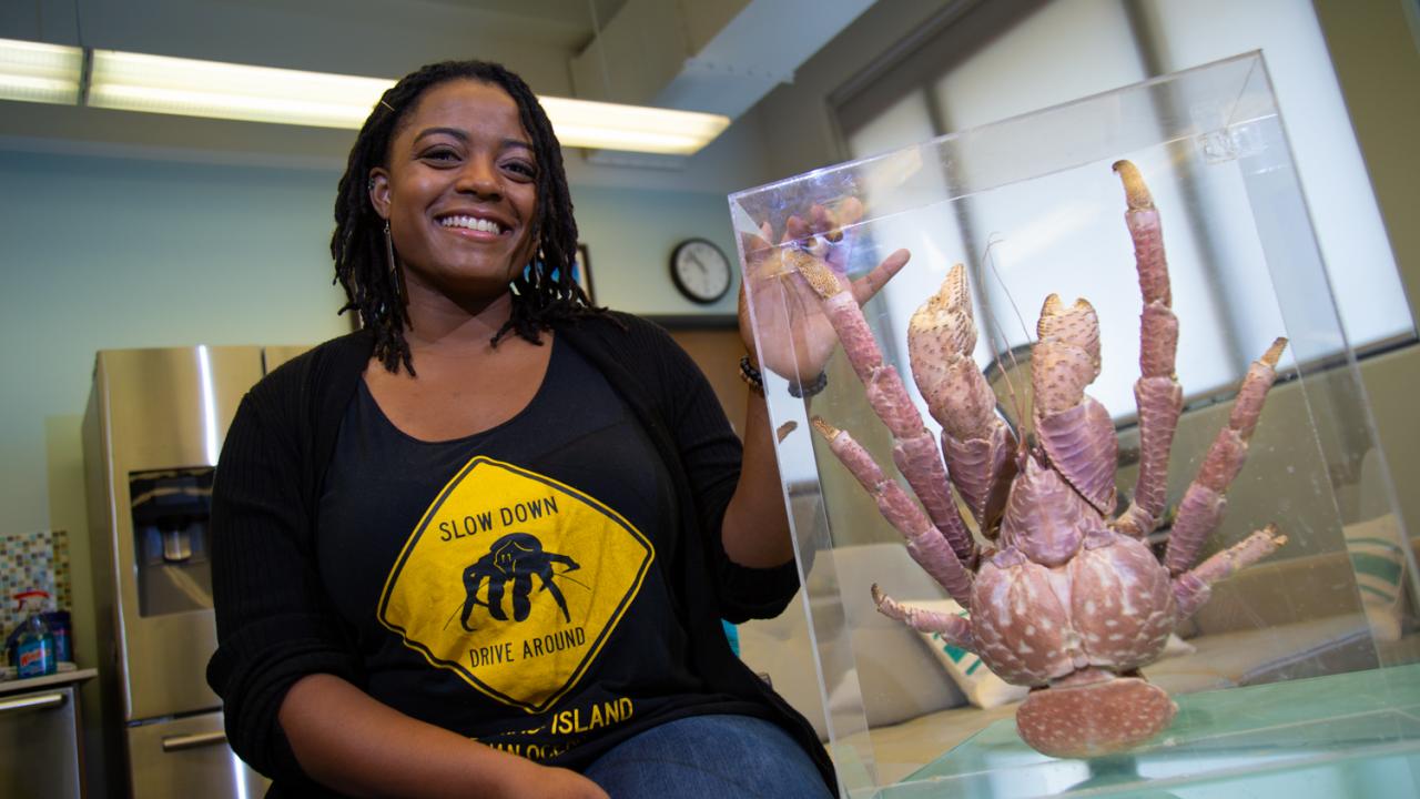 In the lab of Richard Grosberg, Population Biology Ph.D. student Victoria Morgan studies the genetics of land crabs to understand how they adapted to living on land. David Slipher/UC Davis Victoria Morgan